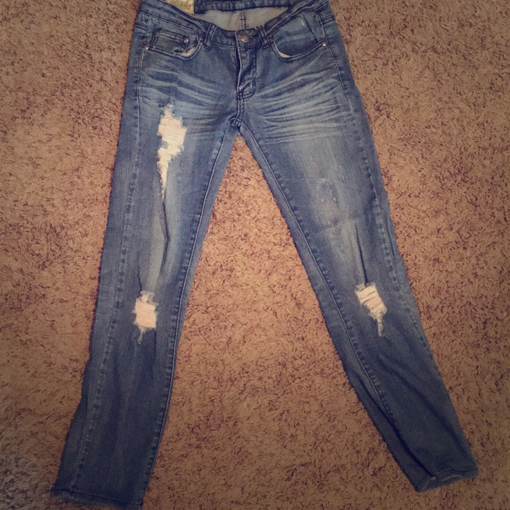 Machine Distressed Jeans
